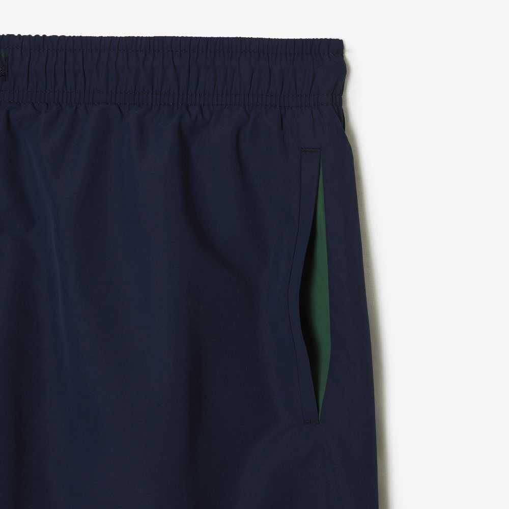 Lacoste Light Quick-Dry Swim Shorts Navy Blue / Green | QNR-306248