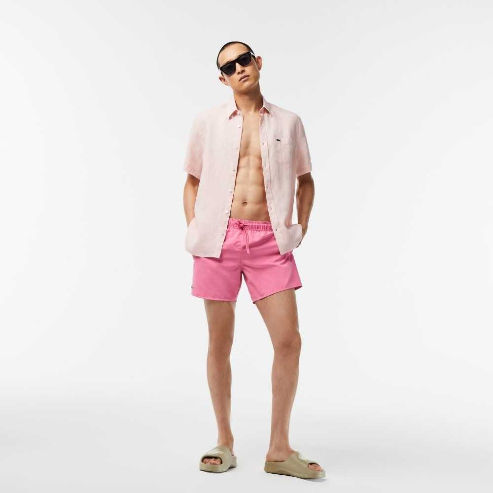 Lacoste Light Quick-Dry Swim Shorts Pink / Green | OXU-483596