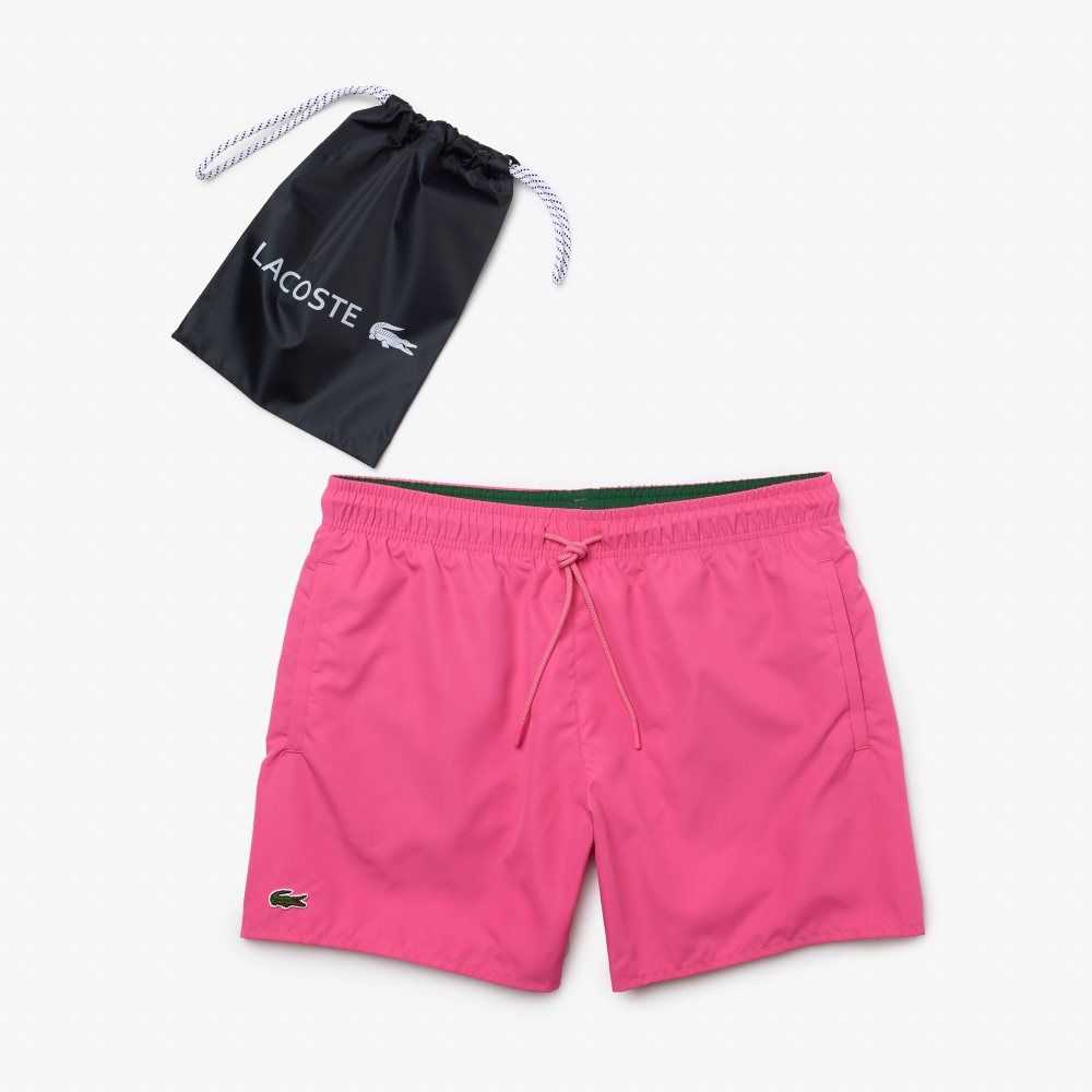 Lacoste Light Quick-Dry Swim Shorts Pink / Green | ZPU-357916