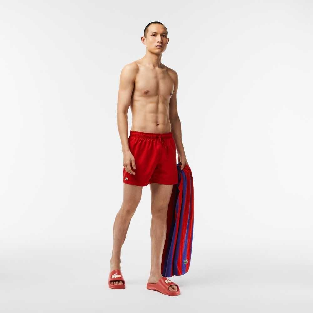 Lacoste Light Quick-Dry Swim Shorts Red / Green | VWL-258714