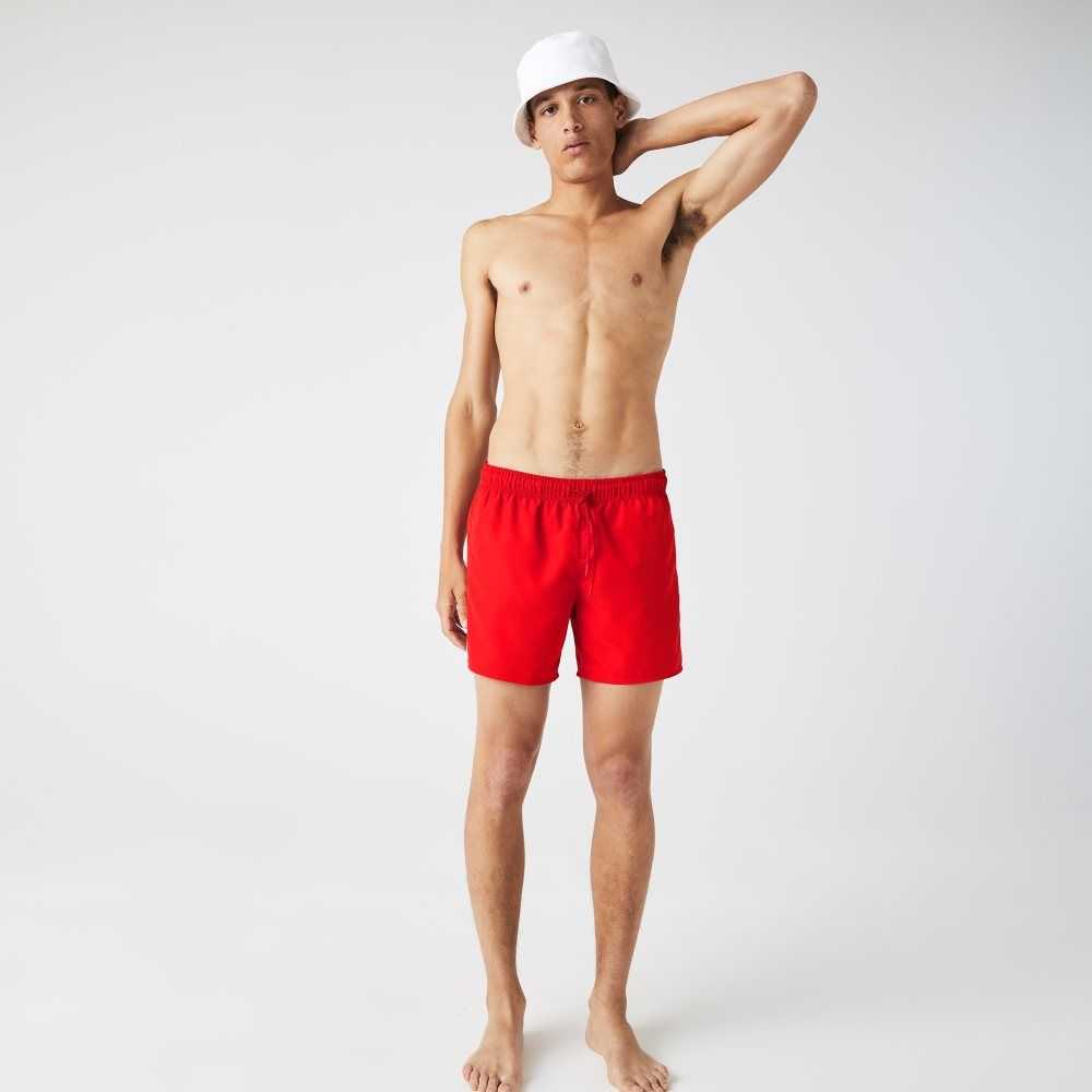 Lacoste Light Quick-Dry Swim Shorts Red / Navy Blue | YJM-984751