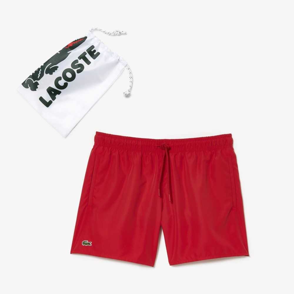 Lacoste Light Quick-Dry Swim Shorts Red / Navy Blue | YJM-984751