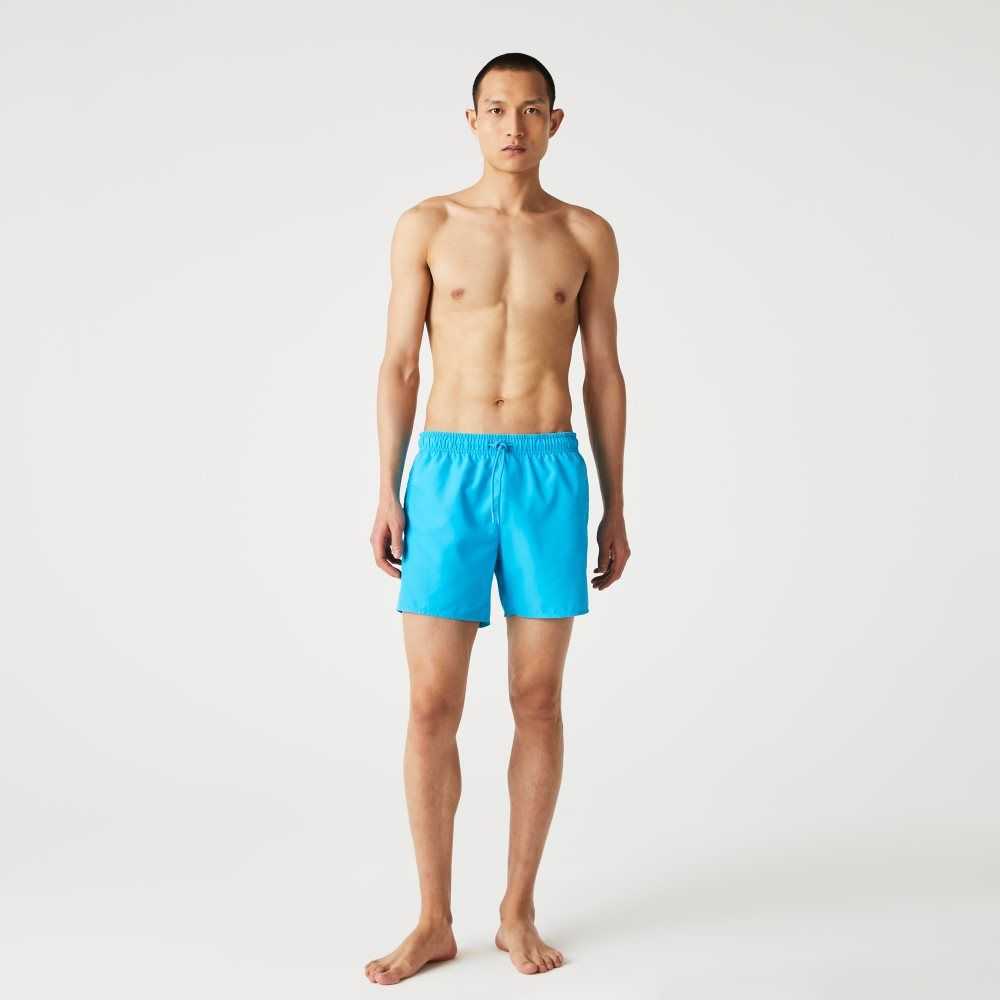 Lacoste Light Quick-Dry Swim Shorts Turquoise / Navy Blue | WIF-605123