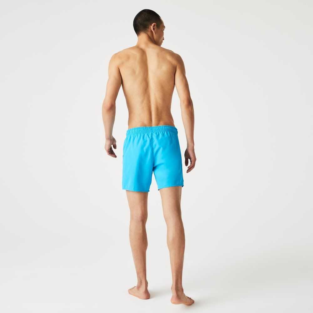 Lacoste Light Quick-Dry Swim Shorts Turquoise / Navy Blue | WIF-605123