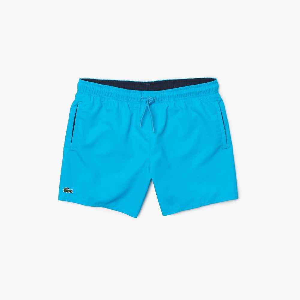 Lacoste Light Quick-Dry Swim Shorts Turquoise / Navy Blue | WIF-605123