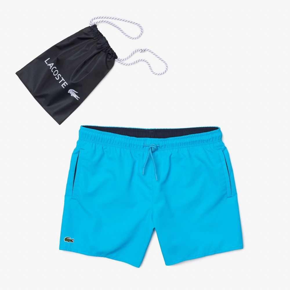 Lacoste Light Quick-Dry Swim Shorts Turquoise / Navy Blue | WIF-605123