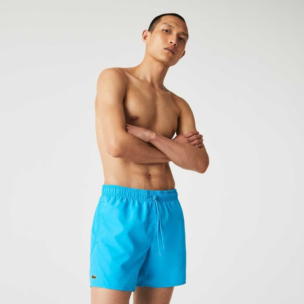 Lacoste Light Quick-Dry Swim Shorts Turquoise / Navy Blue | WIF-605123