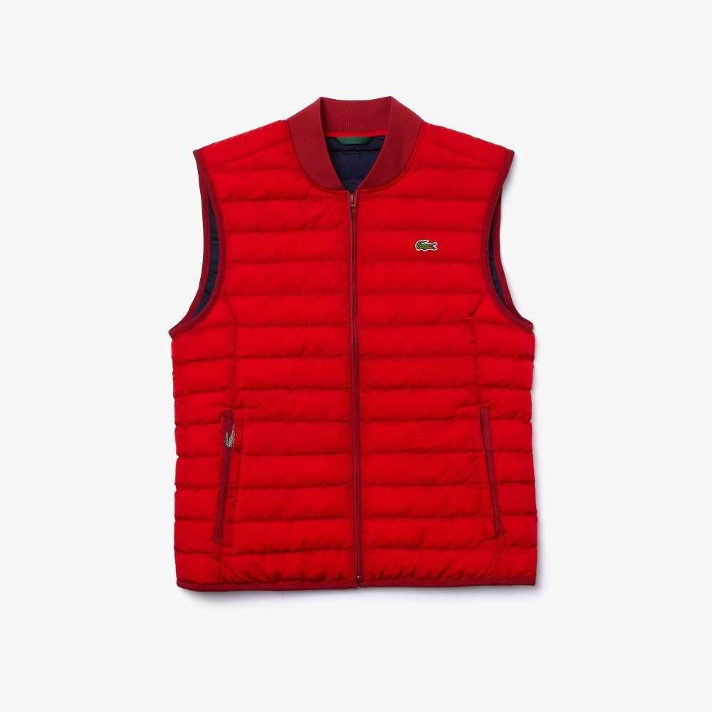 Lacoste Lightweight Foldable Water-Resistant Puffer Coat Red | EYW-310985