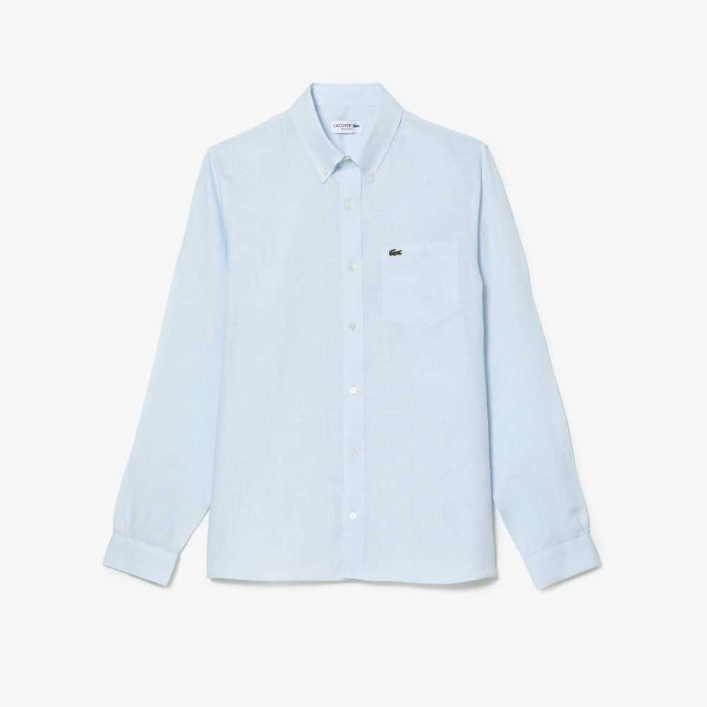 Lacoste Linen Shirt Light Blue | FJM-304715