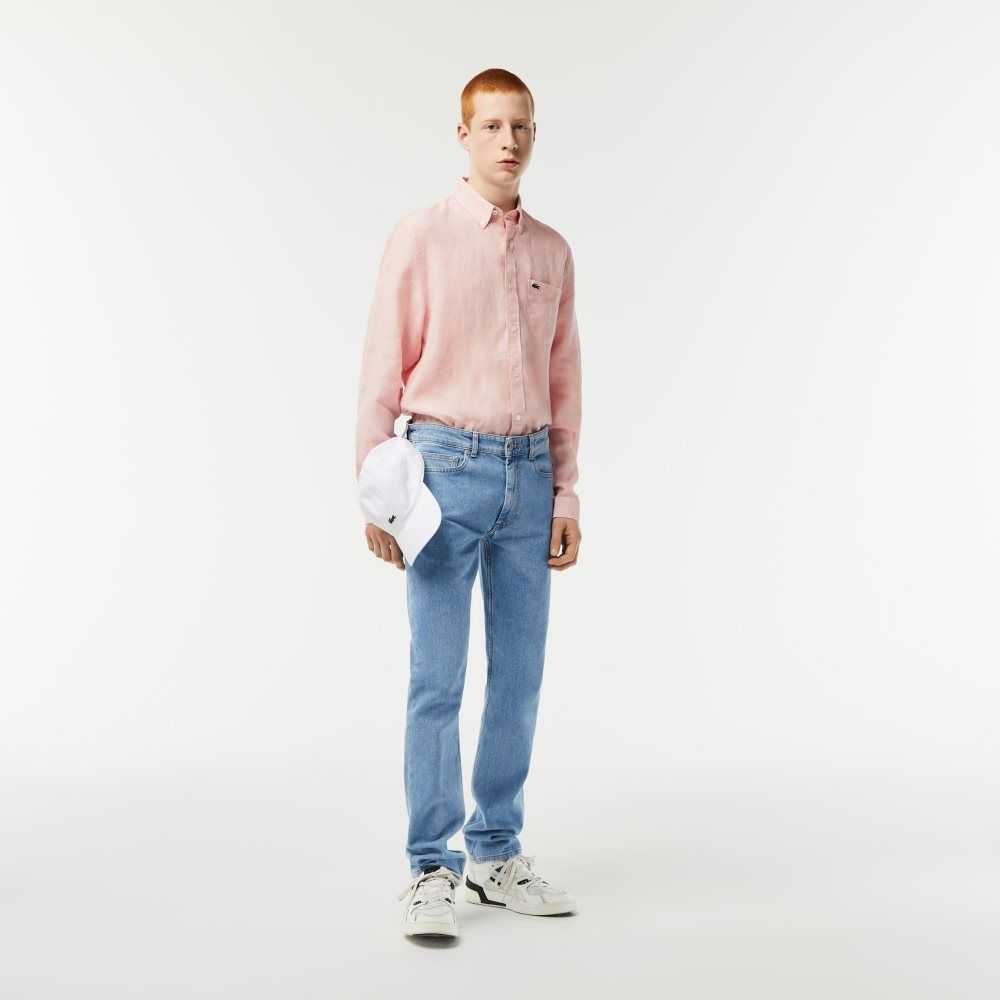 Lacoste Linen Shirt Light Pink | WNP-723615