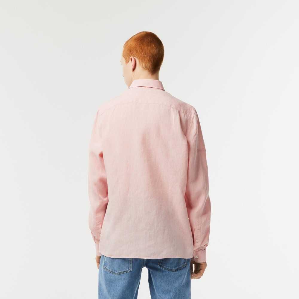 Lacoste Linen Shirt Light Pink | WNP-723615