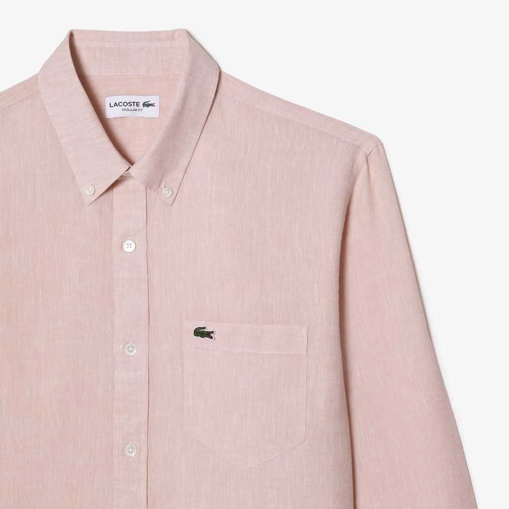 Lacoste Linen Shirt Light Pink | WNP-723615