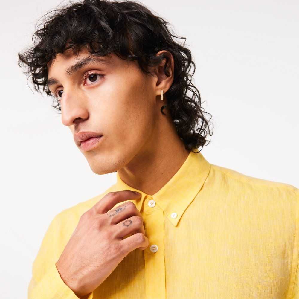 Lacoste Linen Shirt Yellow | DLF-894503