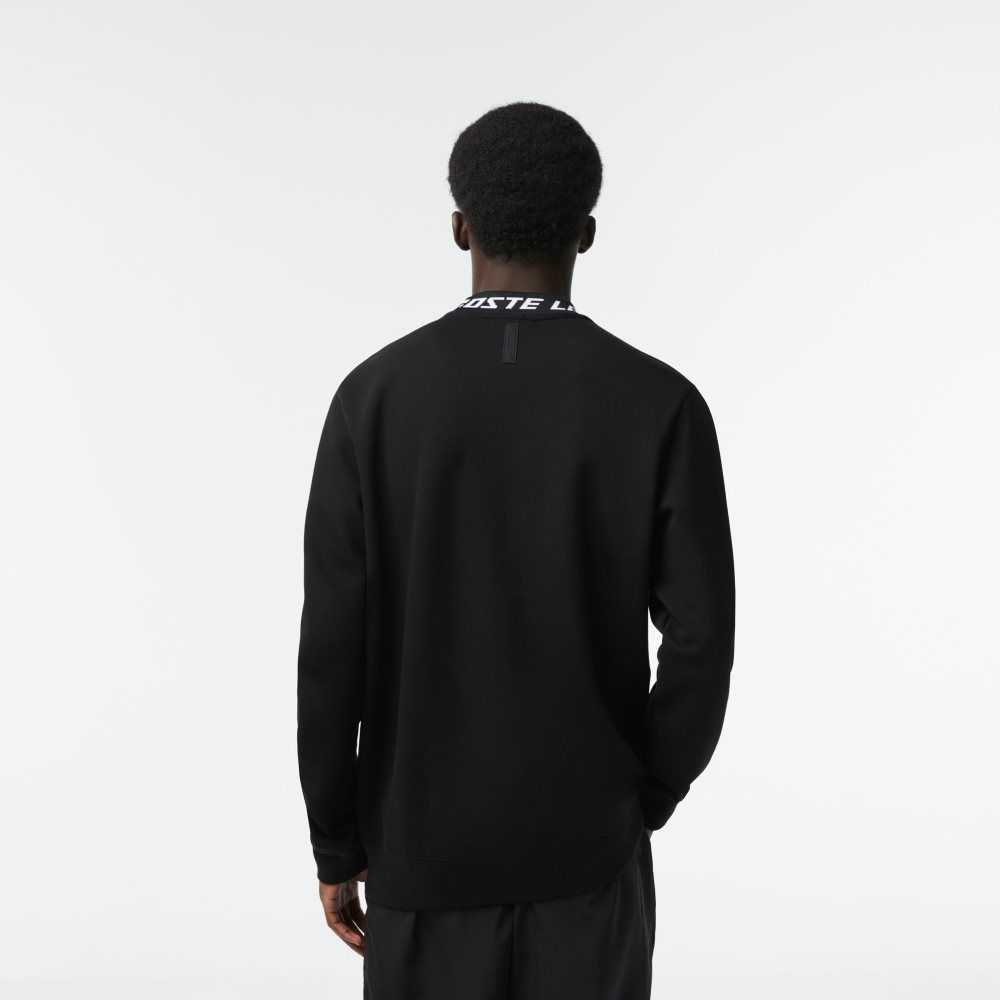 Lacoste Logo Collar Sweatshirt Black | UJE-745382