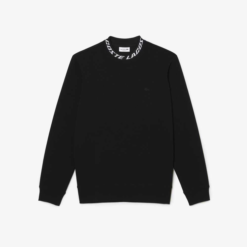 Lacoste Logo Collar Sweatshirt Black | UJE-745382