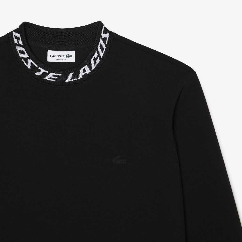 Lacoste Logo Collar Sweatshirt Black | UJE-745382