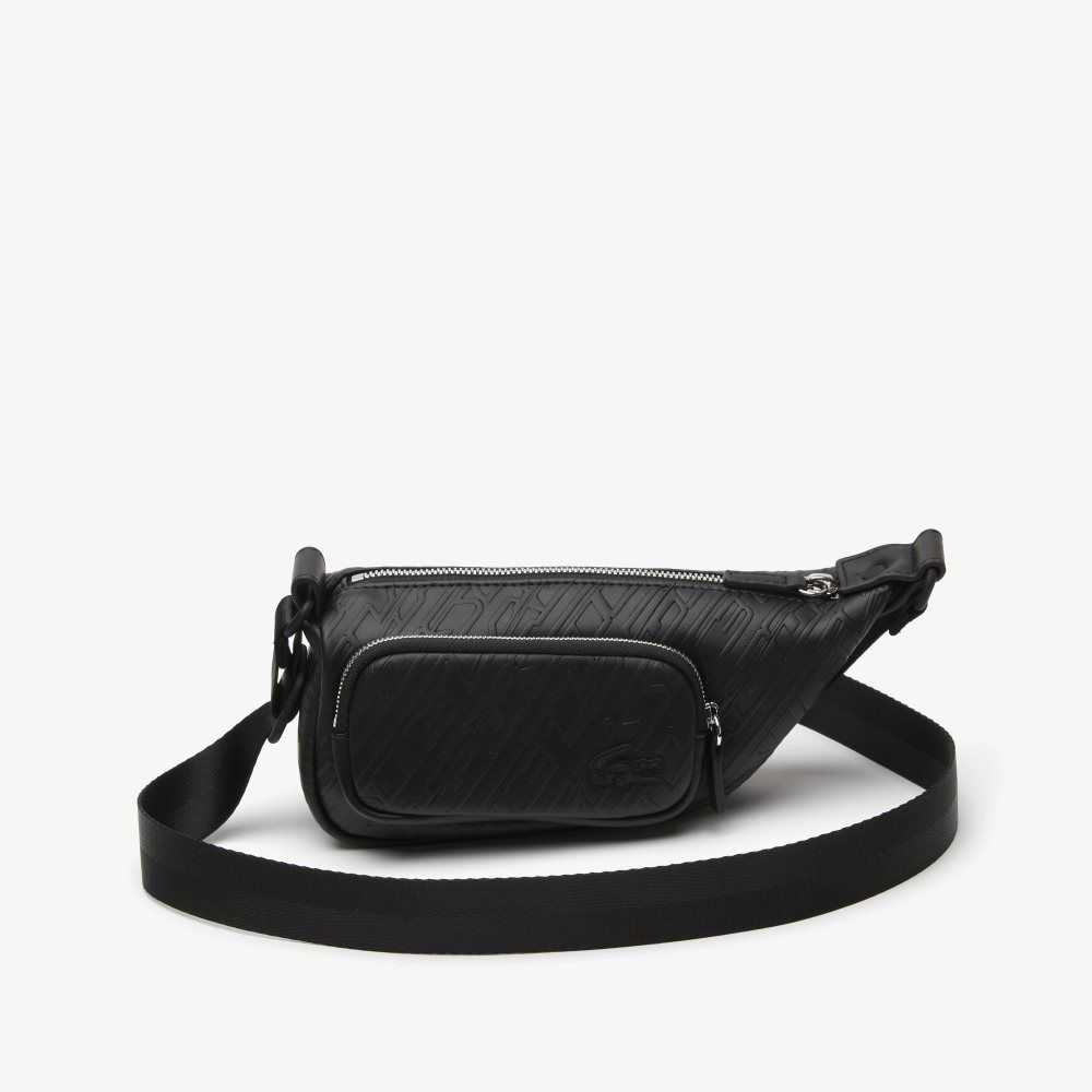 Lacoste Logo Print Shoulder Bag - Small Black | FJH-819250