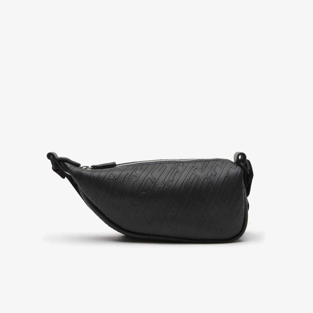 Lacoste Logo Print Shoulder Bag - Small Black | FJH-819250