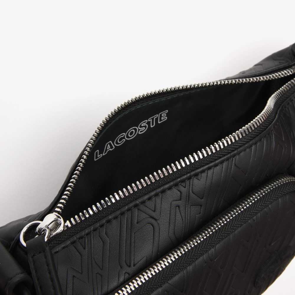 Lacoste Logo Print Shoulder Bag - Small Black | FJH-819250