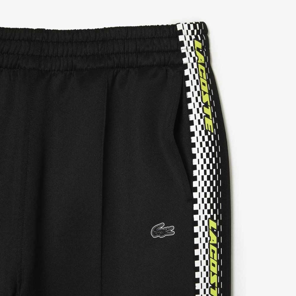 Lacoste Logo Stripe Track Pants Black | IQM-763489