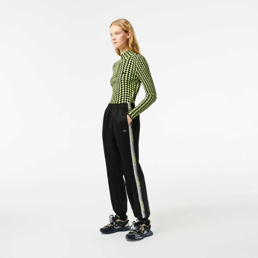 Lacoste Logo Stripe Track Pants Black | IQM-763489