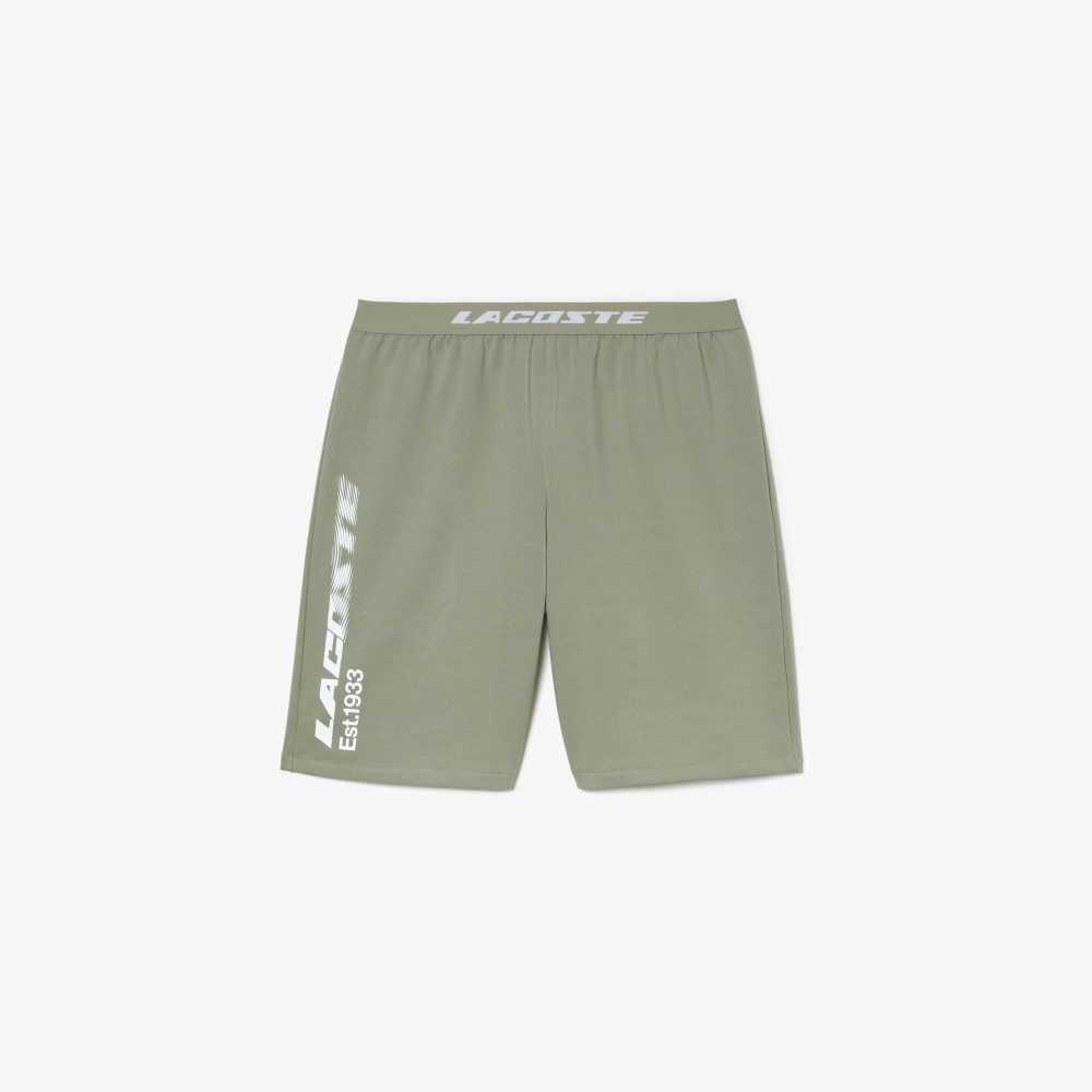 Lacoste Logo Waistband Fleece Shorts Khaki Green | OJX-478903