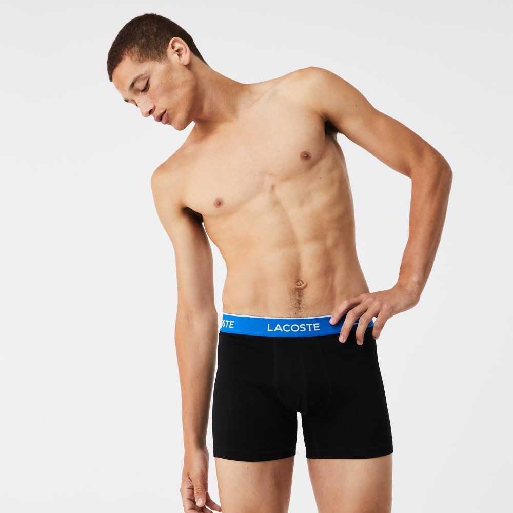 Lacoste Long Cotton Boxer Brief 3-Pack Black / Blue / Dark Grey | EPJ-948163