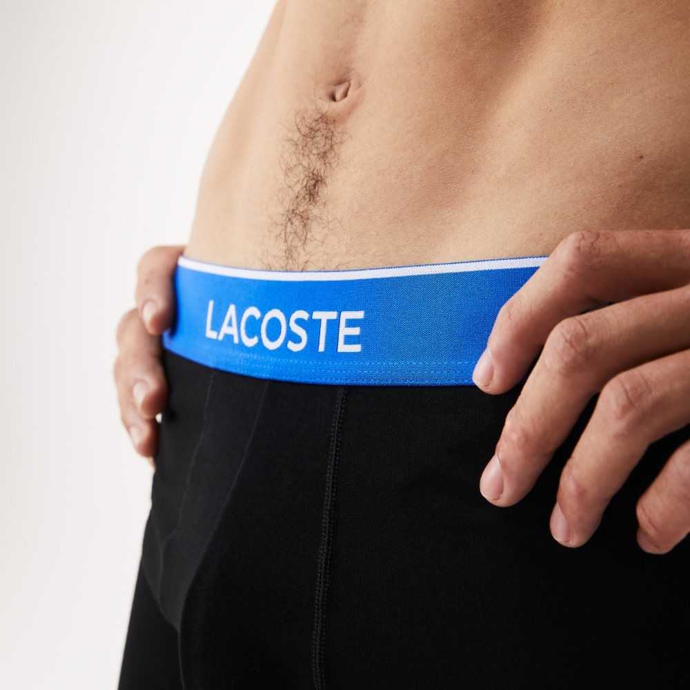 Lacoste Long Cotton Boxer Brief 3-Pack Black / Blue / Dark Grey | EPJ-948163