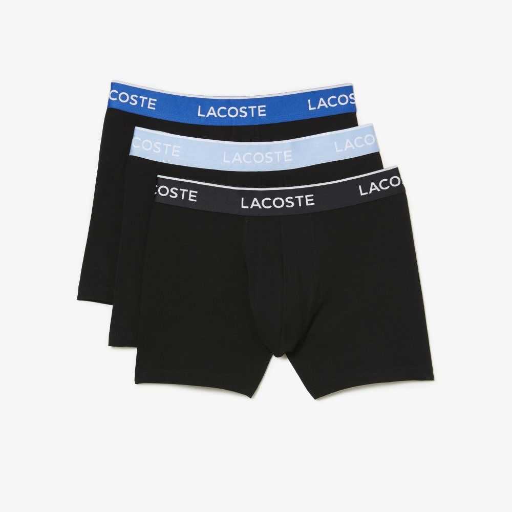 Lacoste Long Cotton Boxer Brief 3-Pack Black / Blue / Dark Grey | EPJ-948163