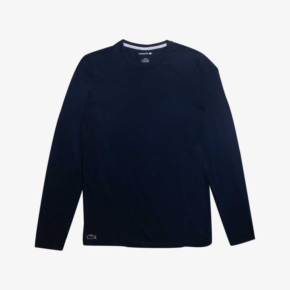 Lacoste Long Sleeve Lounge T-Shirt Navy Blue | ZSA-813792