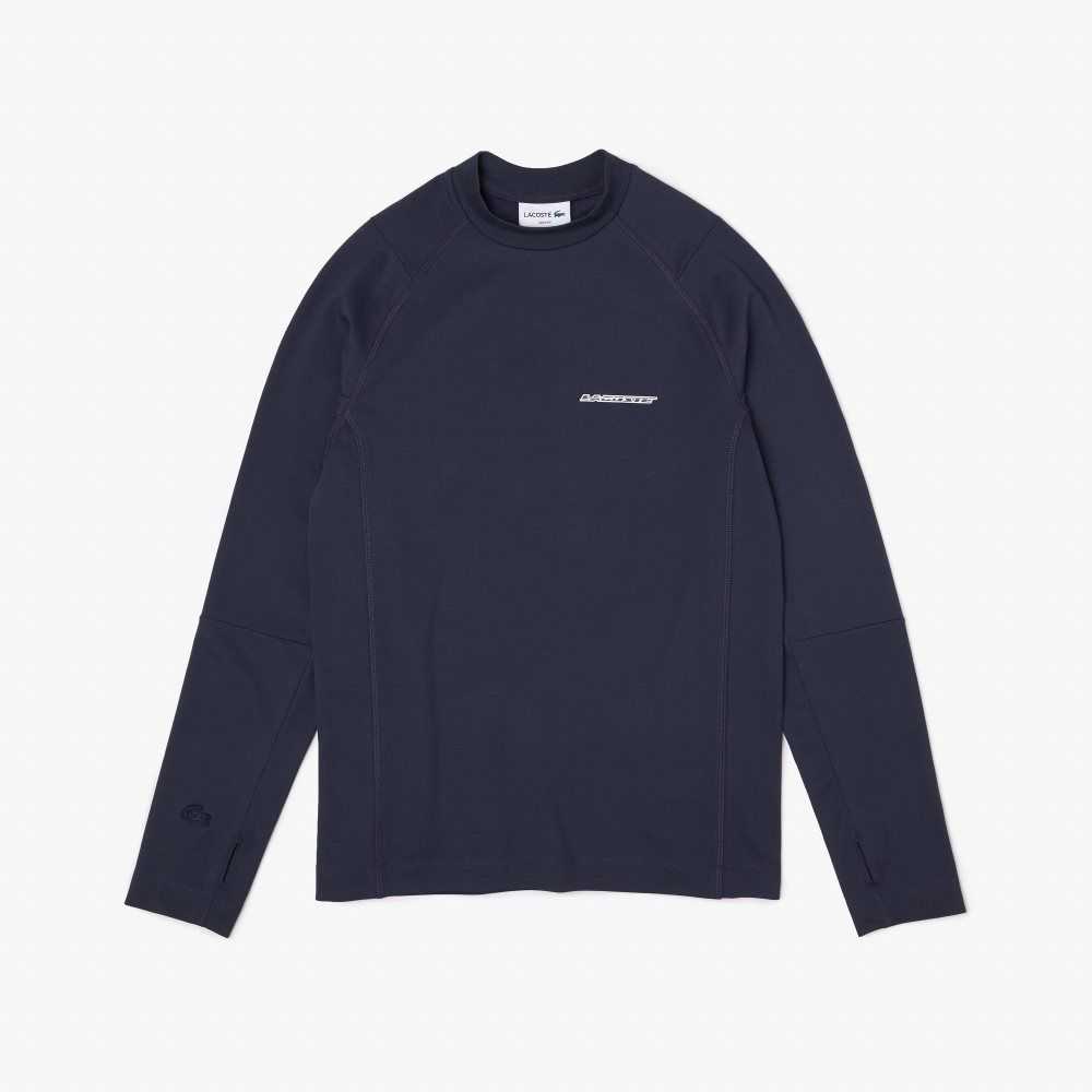 Lacoste Long Sleeve Organic Cotton Slim Fit T-Shirt Blue | KVM-487056