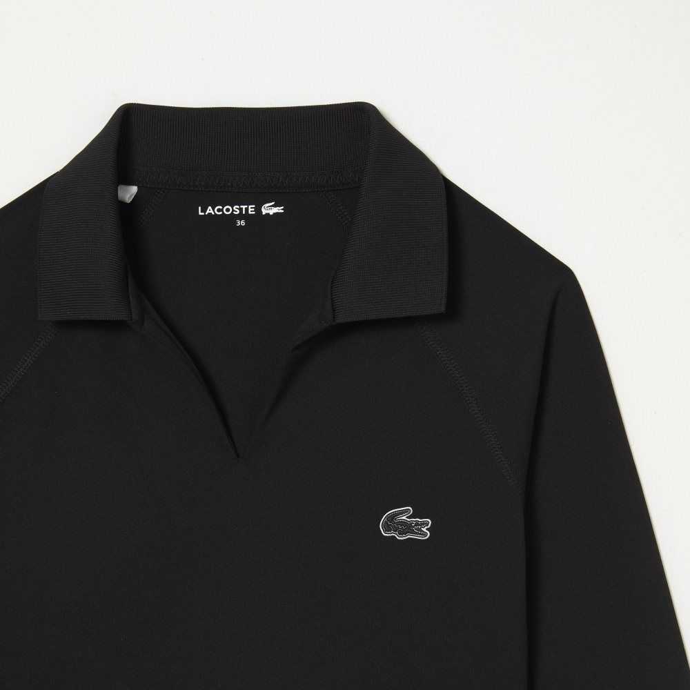 Lacoste Long Sleeve Recycled Polyamide Short Polo Shirt Black | PVT-145823