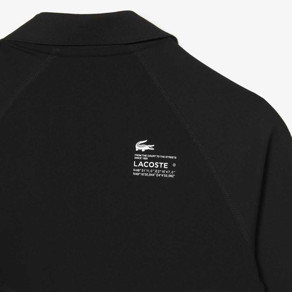 Lacoste Long Sleeve Recycled Polyamide Short Polo Shirt Black | PVT-145823