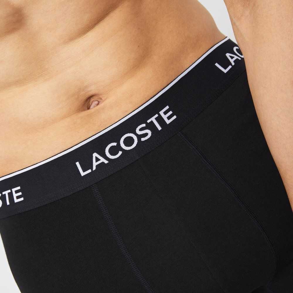 Lacoste Long Stretch Cotton Boxer Brief 3-Pack Black | KGH-946035