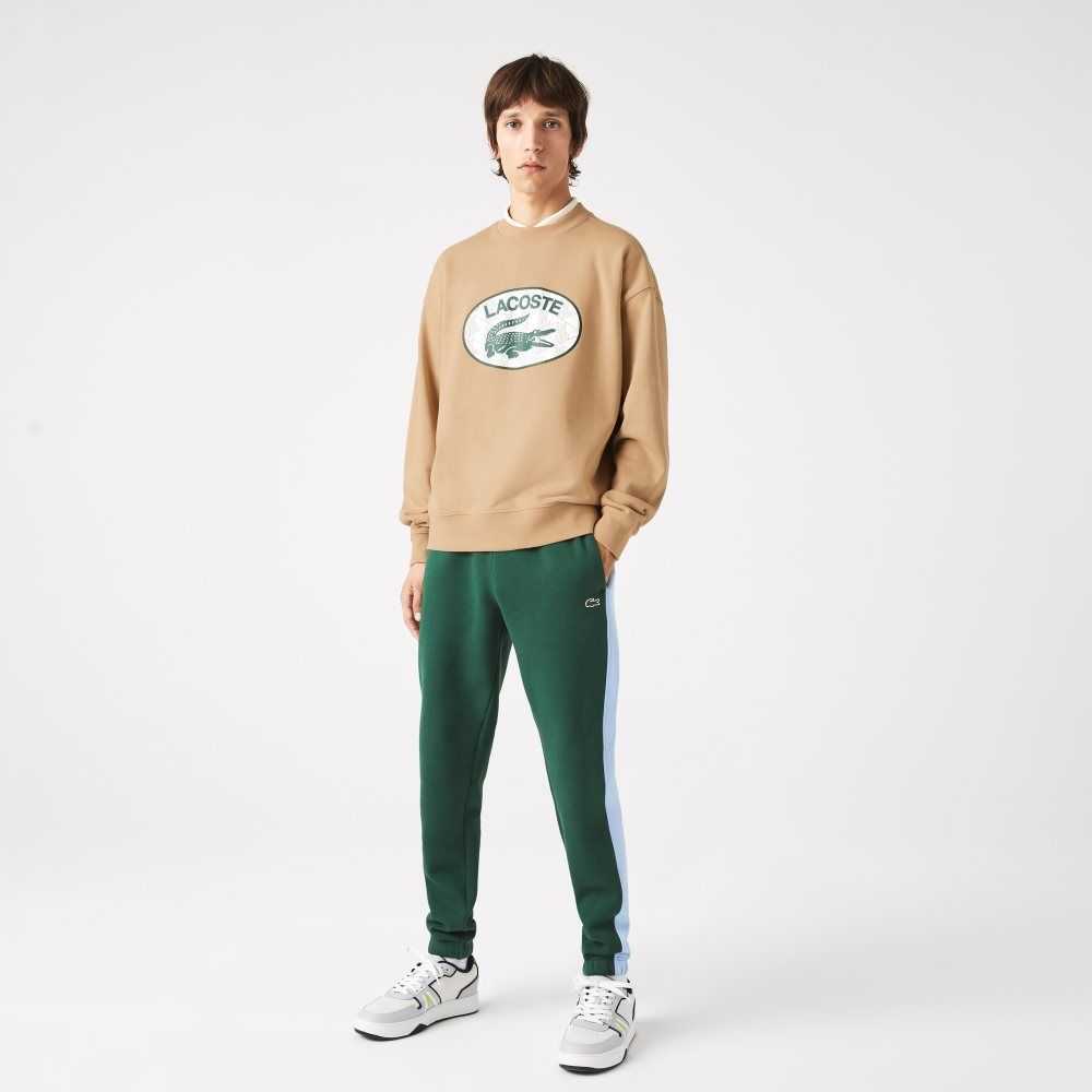 Lacoste Loose Fit Branded Monogram Print Sweatshirt Beige | EUL-397801