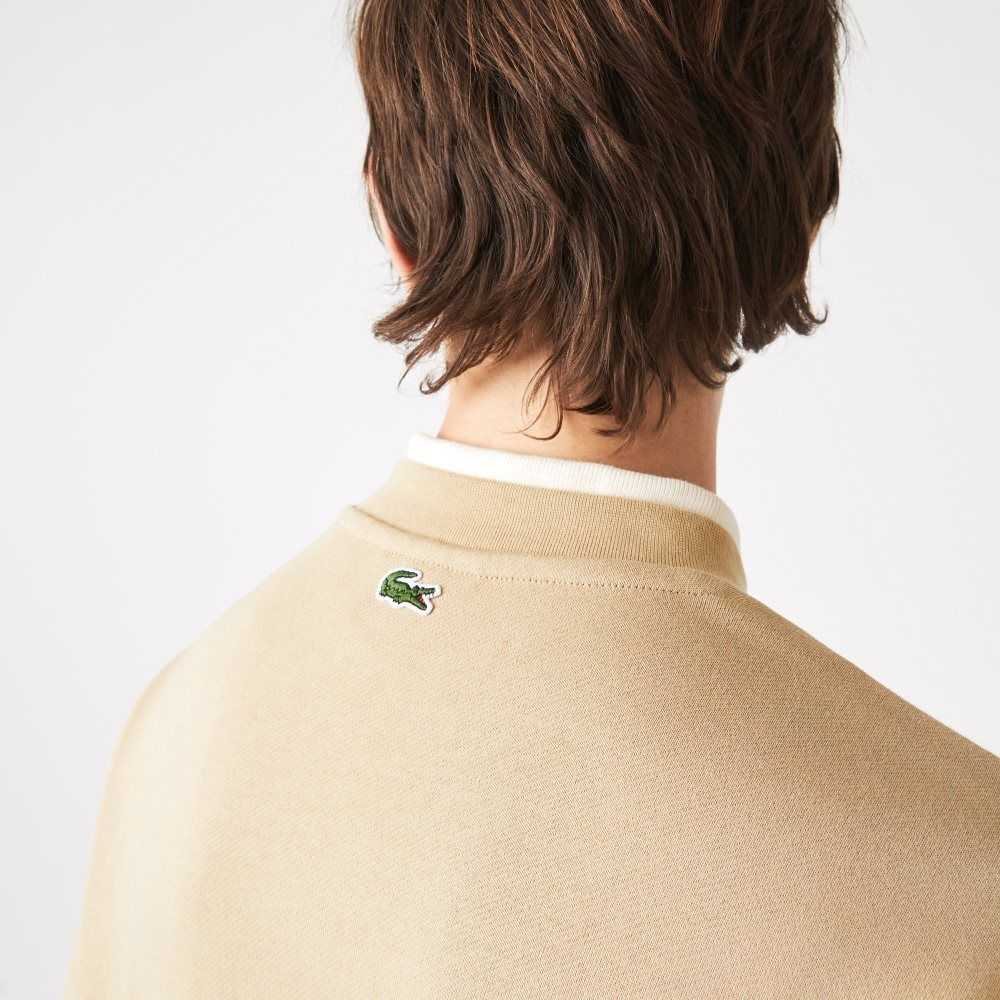 Lacoste Loose Fit Branded Monogram Print Sweatshirt Beige | EUL-397801