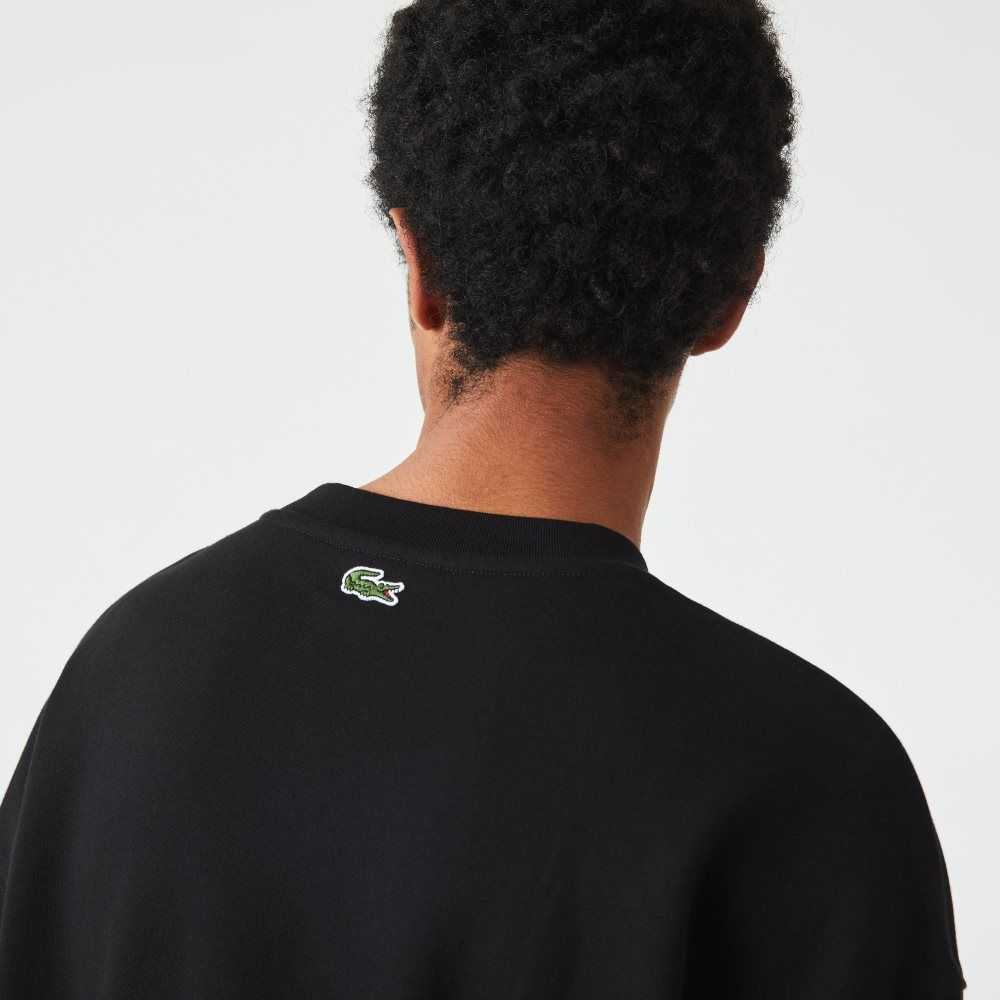 Lacoste Loose Fit Branded Monogram Print Sweatshirt Black | NYF-681574