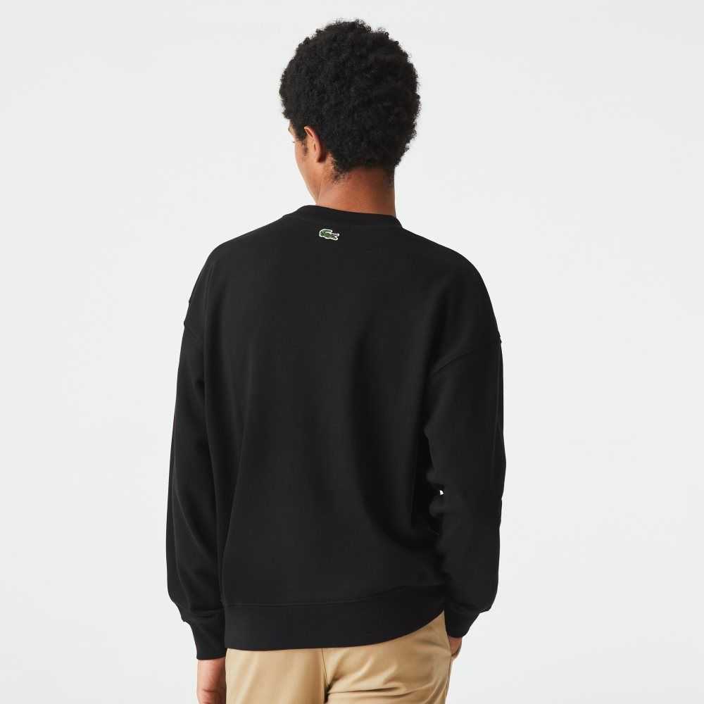 Lacoste Loose Fit Branded Monogram Print Sweatshirt Black | NYF-681574