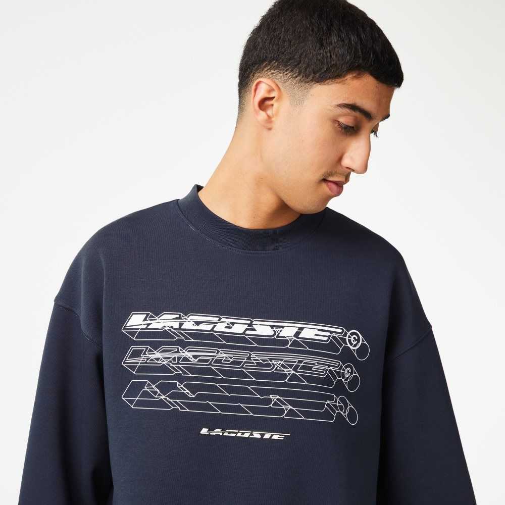 Lacoste Loose Fit Branded Sweatshirt Blue | XGK-632710