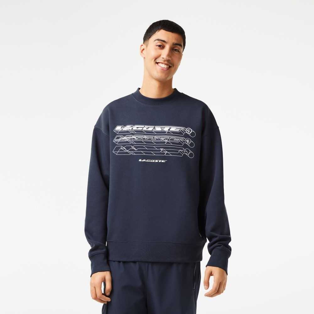 Lacoste Loose Fit Branded Sweatshirt Blue | XGK-632710