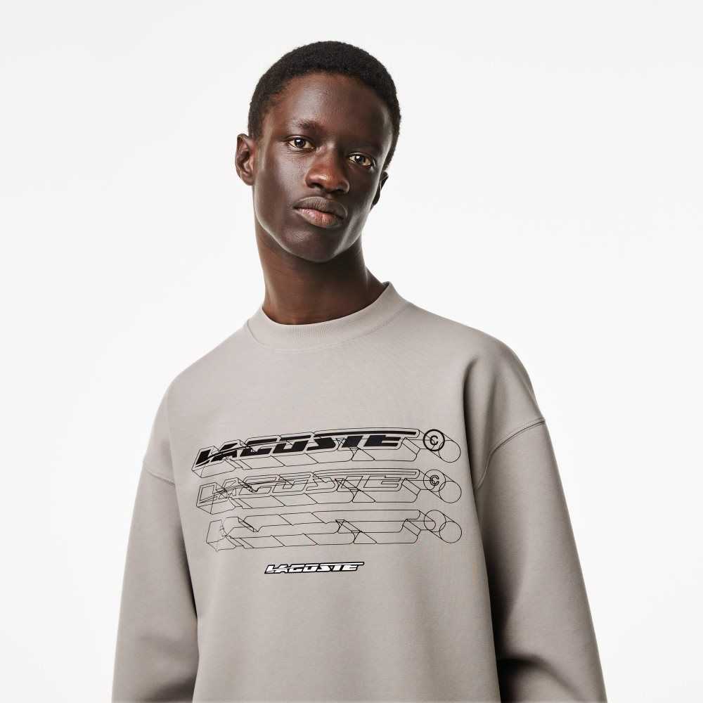 Lacoste Loose Fit Branded Sweatshirt Grey | MGX-369108