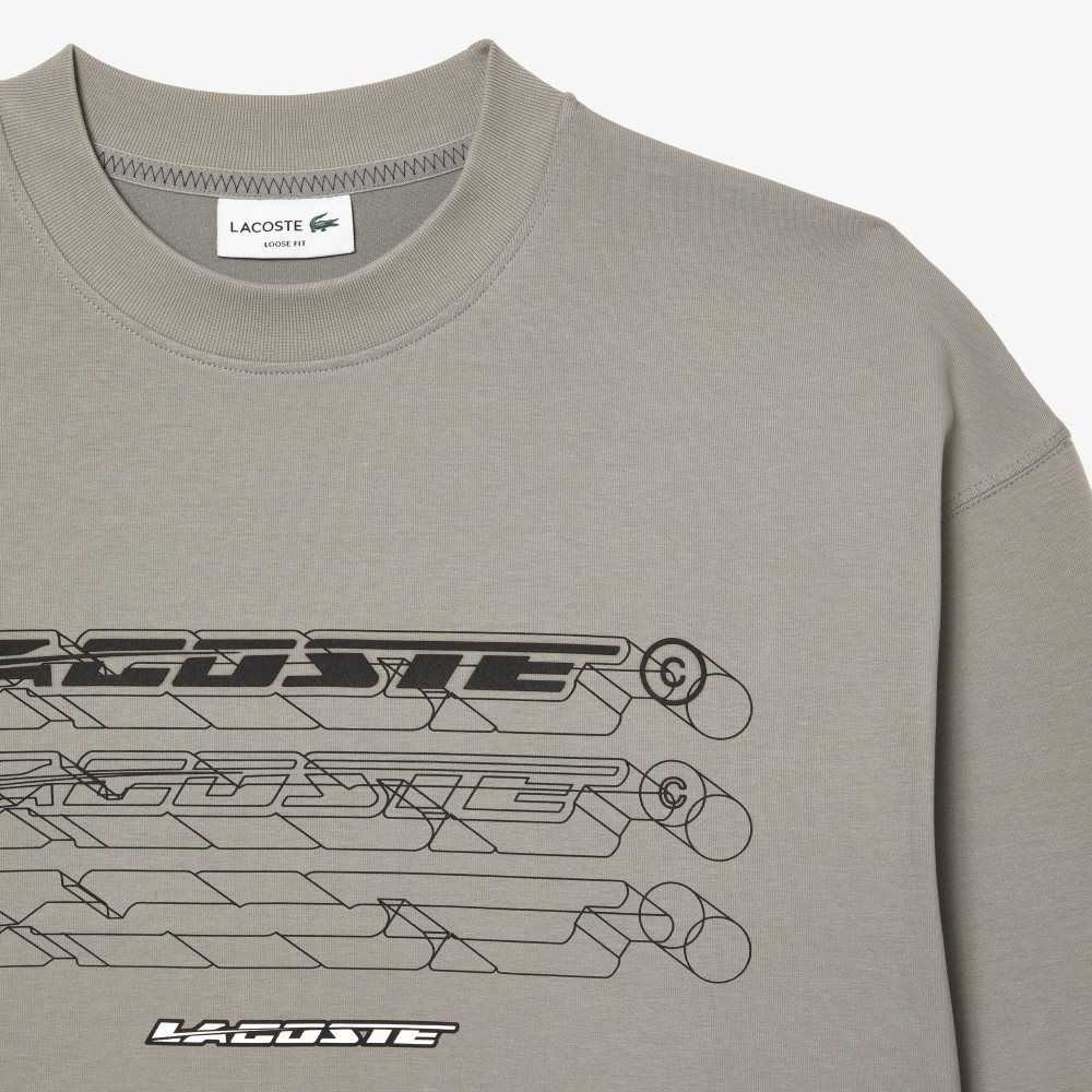 Lacoste Loose Fit Branded Sweatshirt Grey | MGX-369108