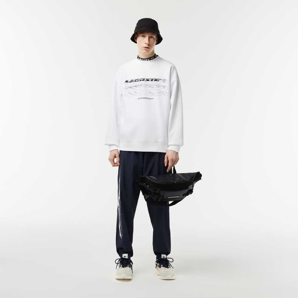 Lacoste Loose Fit Branded Sweatshirt White | ZJB-860214