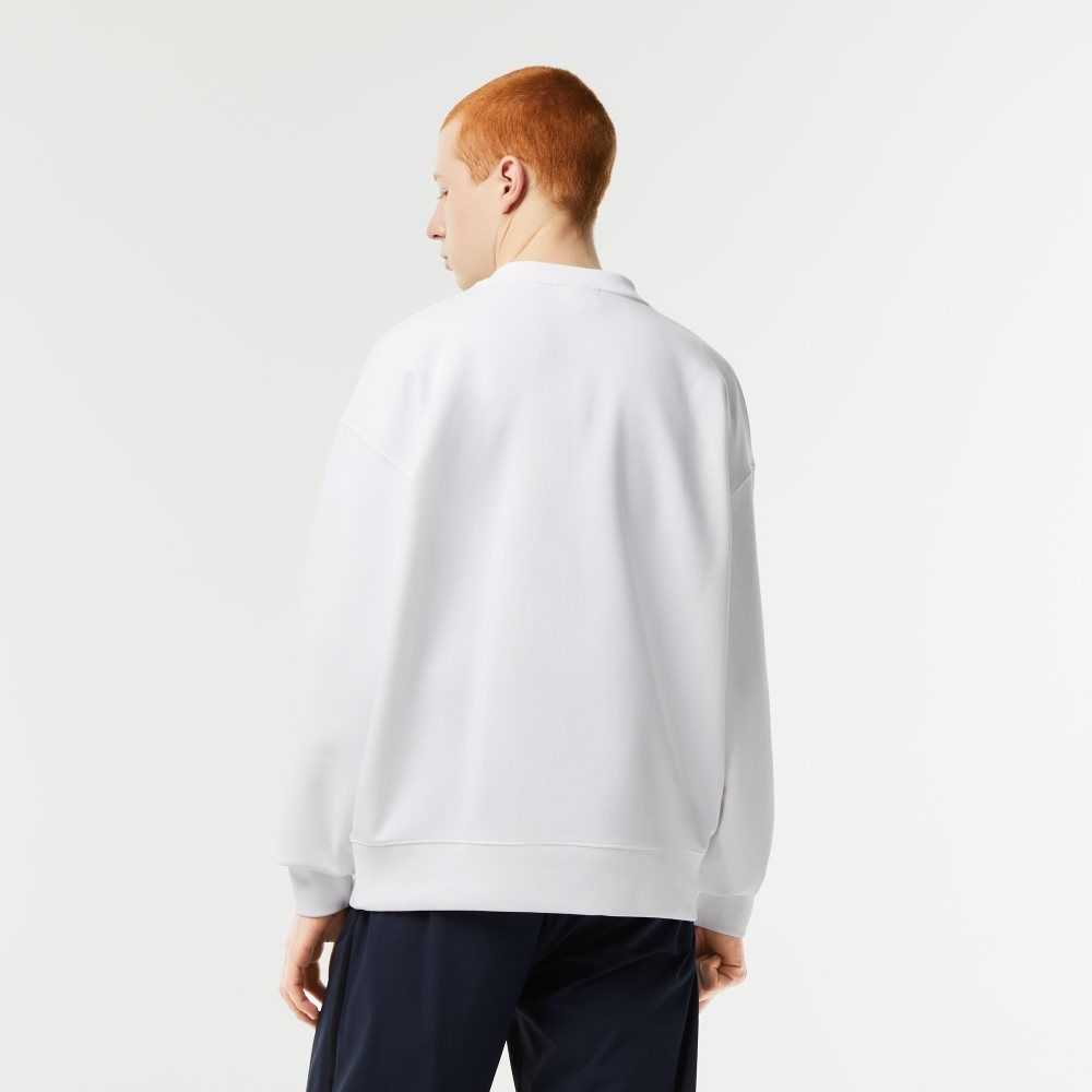 Lacoste Loose Fit Branded Sweatshirt White | ZJB-860214