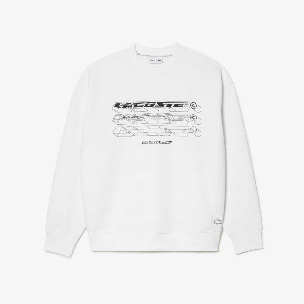 Lacoste Loose Fit Branded Sweatshirt White | ZJB-860214