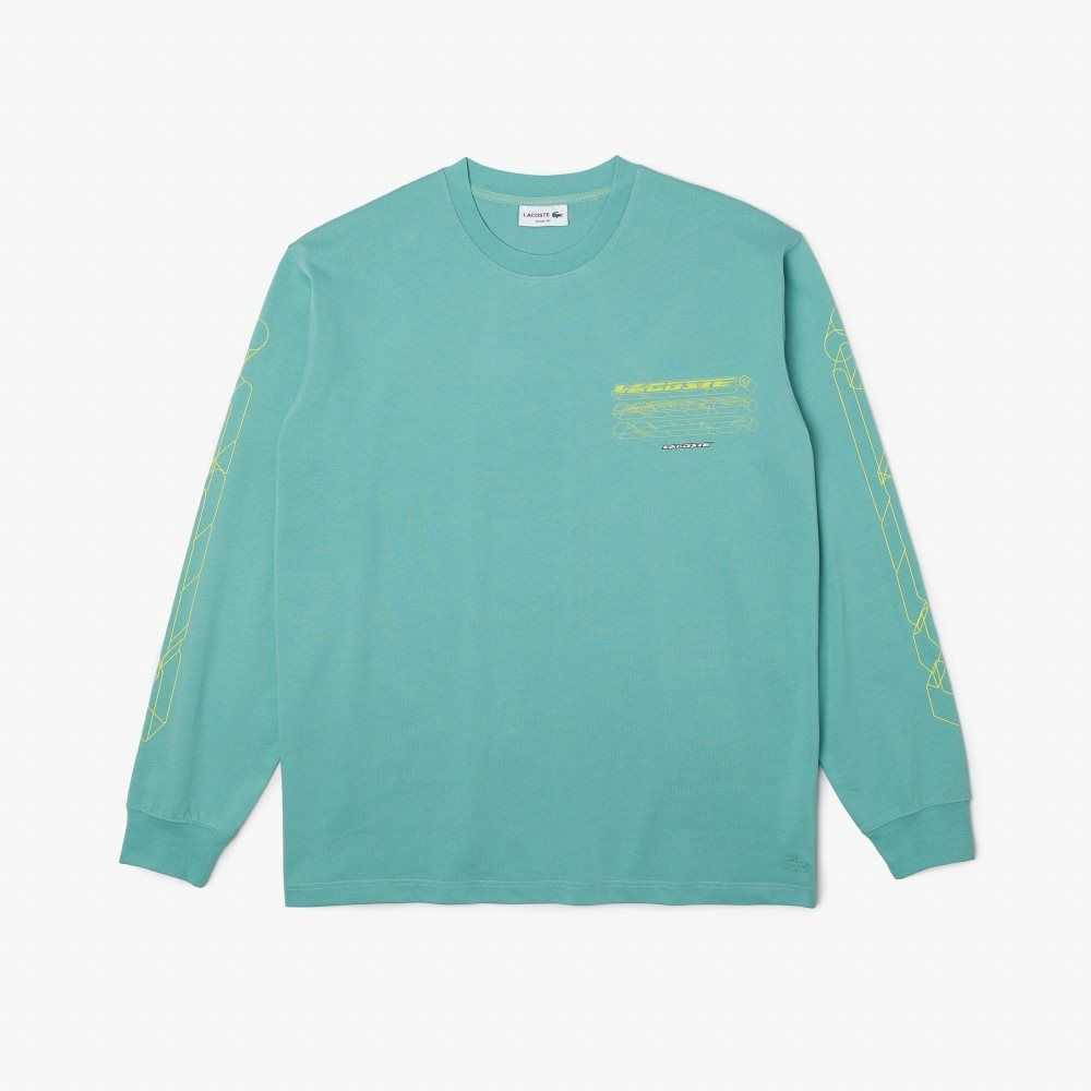 Lacoste Loose Fit Cotton Jersey Long Sleeve T-Shirt Mint | ROJ-519638