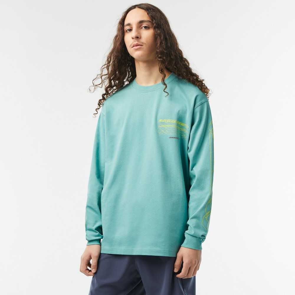 Lacoste Loose Fit Cotton Jersey Long Sleeve T-Shirt Mint | ROJ-519638