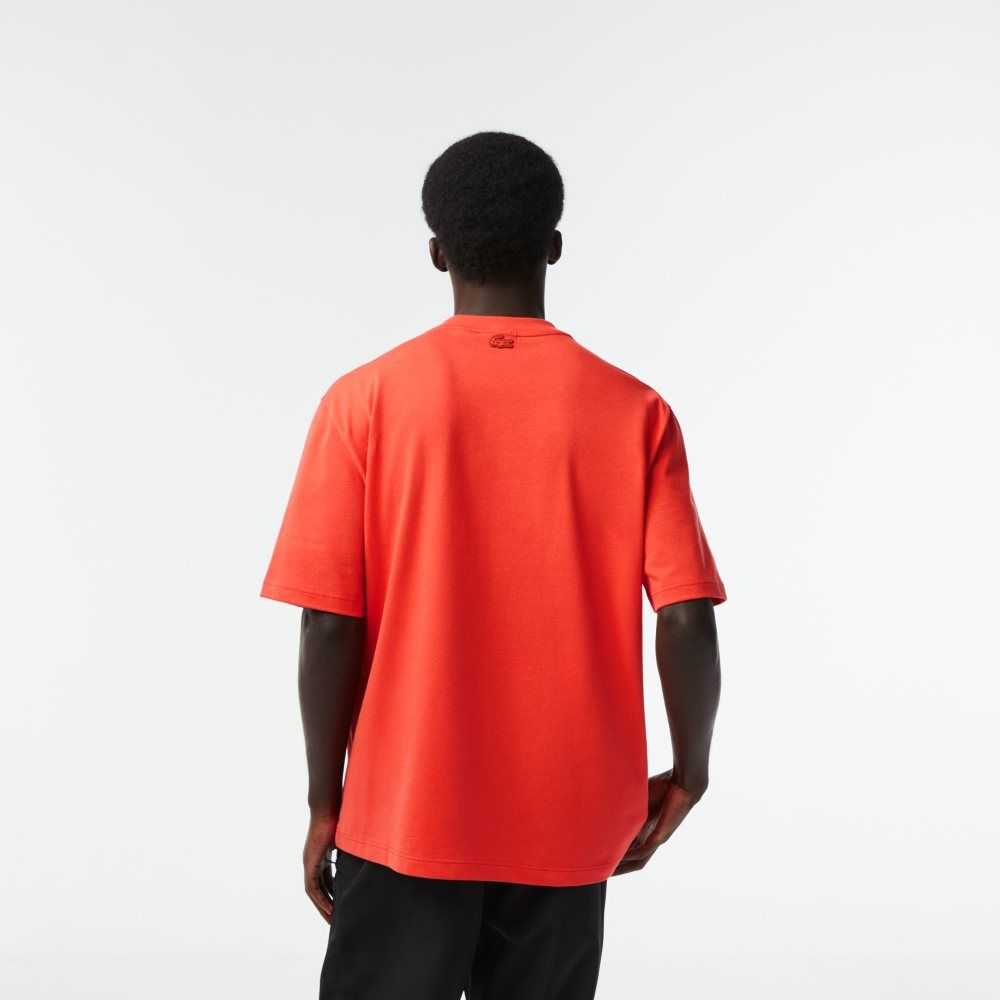 Lacoste Loose Fit Cotton Jersey Print T-Shirt Orange | SAV-509137