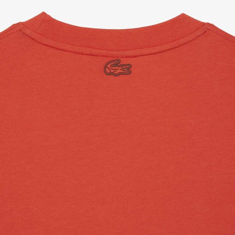 Lacoste Loose Fit Cotton Jersey Print T-Shirt Orange | SAV-509137