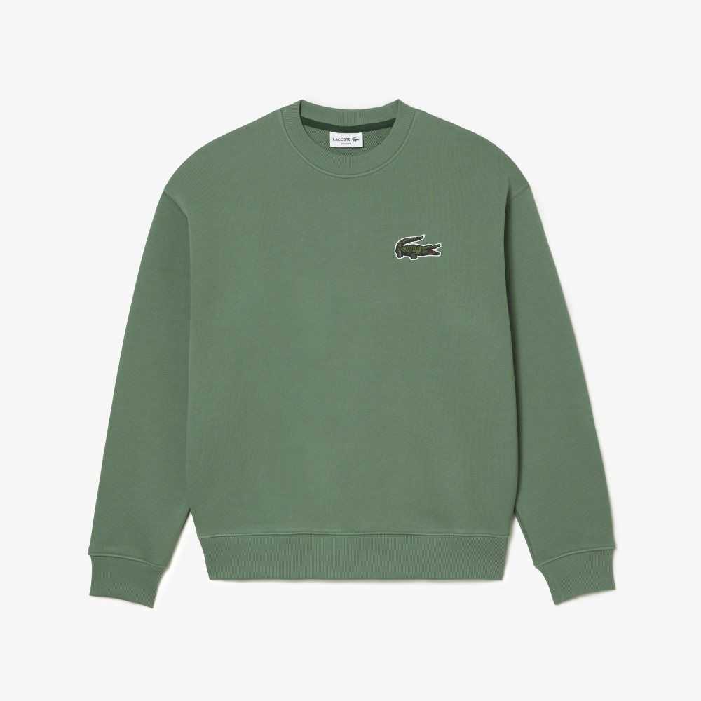 Lacoste Loose Fit Crocodile Badge Sweatshirt Khaki Green | GJS-195287